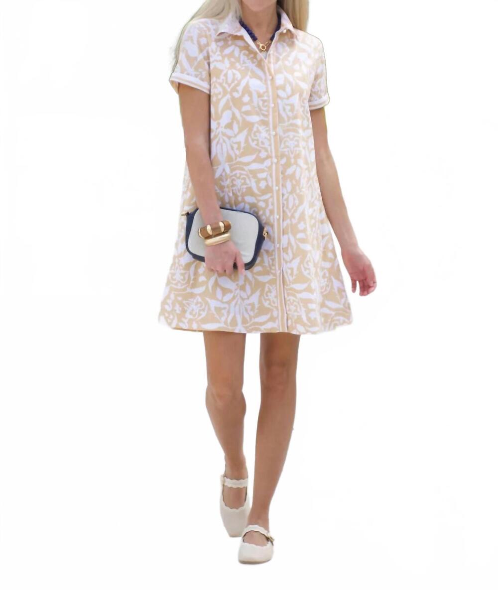 NEW JUST DARVINY charlotte short sleeve dress in dune